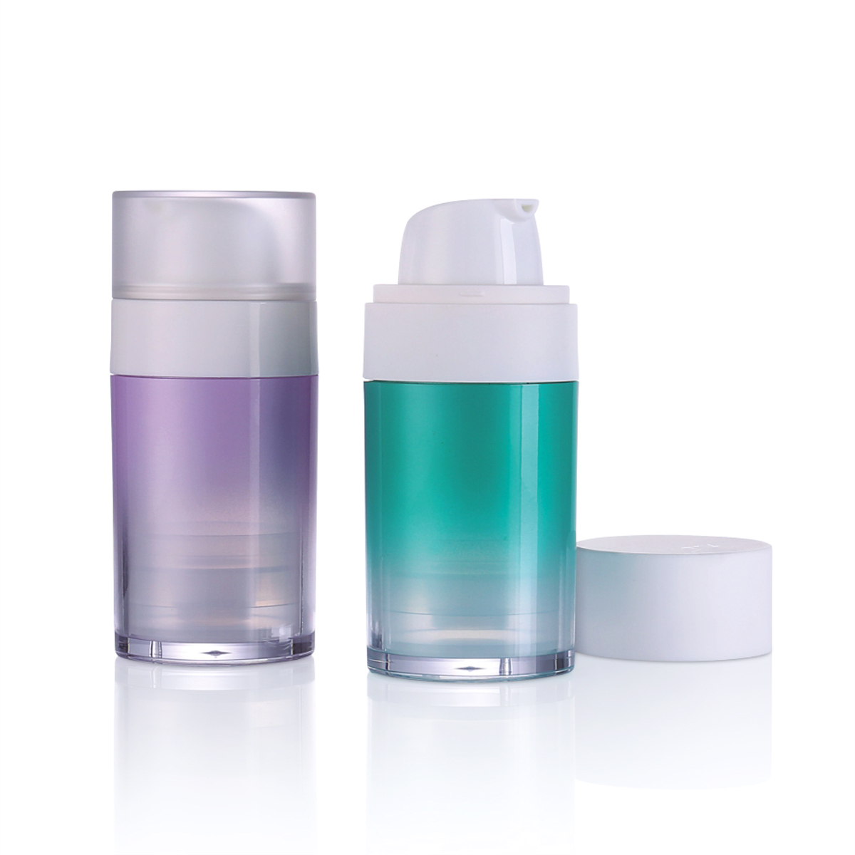 30 ml luxusné kozmetické obaly Airless Round Lotion Gradient Color Pump Bottle L19