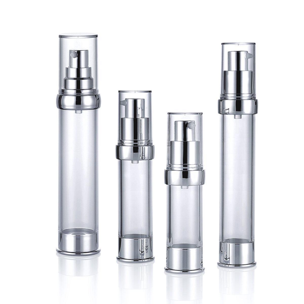15 ml 20 ml 30 ml 50 ml viacerých veľkosti priehľadné strieborné čerpadlo Hlava Essence Essence Lotion Plastic Airless Pump Bottle L08