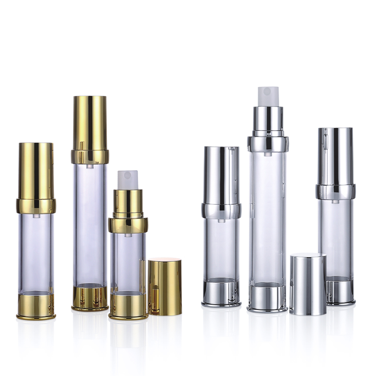 15 ml 20 ml 30 ml 50 ml Mini lesklé zlato/strieborné vzduchové pumpa striekajúca pleťová fľaša L08