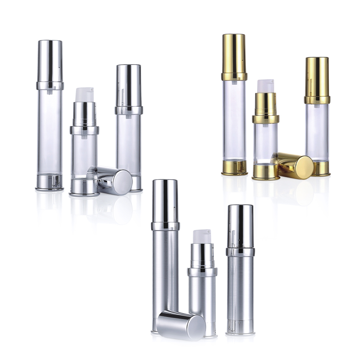 15 ml 20 ml 30 ml zlatého strieborného plastového plastového plastu s malým krémom bez vzduchu pre vzorku L09